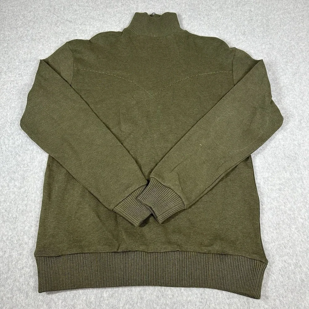 Stetson Wool 1/4 Zip Sweater Men's Size Large Green Long Sleeve‎ Elbow Pads